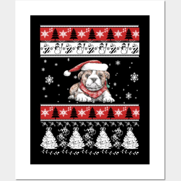 Bulldog Ugly Christmas Sweater Gifts Ideas Wall Art by uglygiftideas